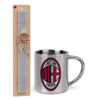 ACM, Πασχαλινή Λαμπάδα με μεταλλική κούπα θερμό (300ml) & κερί αρωματικό πλακέ (30cm) (ΓΚΡΙ)