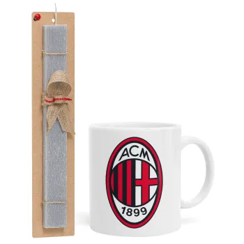 ACM, Πασχαλινή Λαμπάδα με Κούπα κεραμική (330ml) & κερί αρωματικό πλακέ (30cm) (ΓΚΡΙ)