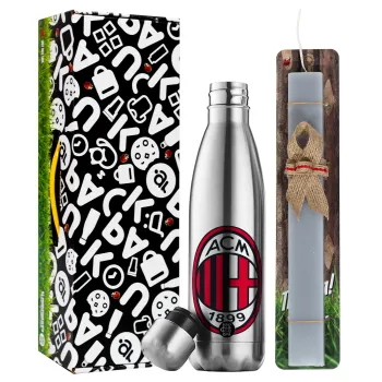 ACM, Easter Set, metallic stainless thermos flask (500ml) & scented flat Easter candle (30cm) (GRAY)