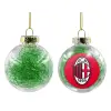 Transparent Christmas tree ball ornament with green filling 8cm