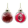 Transparent Christmas tree ball ornament with red filling 8cm