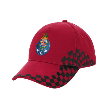 FCP, Καπέλο Ενηλίκων Ultimate ΚΟΚΚΙΝΟ/ΜΑΥΡΟ RACING με Σκρατς, (100% ΒΑΜΒΑΚΕΡΟ DRILL, ΕΝΗΛΙΚΩΝ, UNISEX, ONE SIZE)