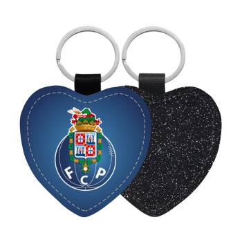 FCP, Μπρελόκ PU δερμάτινο glitter καρδιά ΜΑΥΡΟ