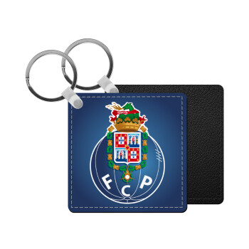 FCP, Μπρελόκ Δερματίνη, τετράγωνο ΜΑΥΡΟ (5x5cm)