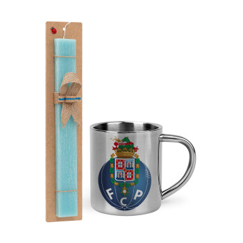 FCP, Easter Set, metallic thermal cup (300ml) & aromatic flat Easter candle (30cm) (TURQUOISE)