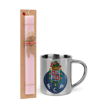 FCP, Easter Set, metallic thermal cup (300ml) & aromatic flat Easter candle (30cm) (PINK)
