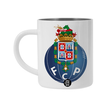 FCP, Λευκή Ανοξείδωτη Μεταλλική Κούπα 450ml - Διπλού Τοιχώματος 