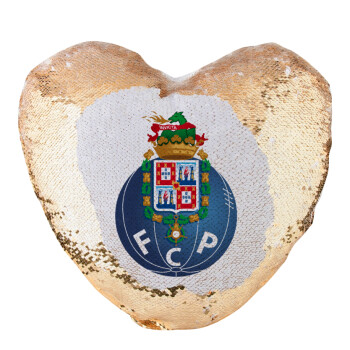 FCP, Μαξιλάρι καναπέ καρδιά Μαγικό Χρυσό με πούλιες 40x40cm περιέχεται το  γέμισμα