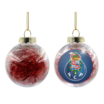 FCP, Χριστουγεννιάτικη μπάλα δένδρου διάφανη με κόκκινο γέμισμα 8cm