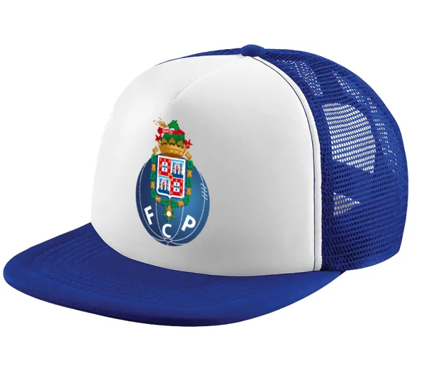 FCP — Adult Soft Trucker Hat with Blue/White Mesh (POLYESTER, ADULT, UNISEX, ONE SIZE)