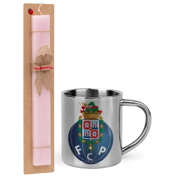 FCP, Easter Set, metallic thermal cup (300ml) & aromatic flat Easter candle (30cm) (PINK)