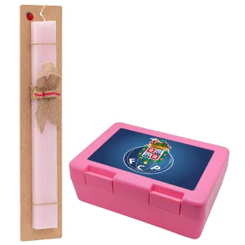 FCP, Easter Set, children's snack container PINK & scented flat Easter candle (30cm) (PINK)