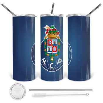 FCP, Tumbler ποτήρι θερμό από ανοξείδωτο ατσάλι 600ml, με μεταλλικό καλαμάκι & βούρτσα καθαρισμού