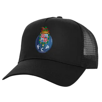 FCP, Structured Trucker Adult Hat, with Mesh, Black (100% COTTON, ADULT, UNISEX, ONE SIZE)