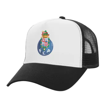 FCP, Adult Structured Trucker Hat, with Mesh, WHITE/BLACK (100% COTTON, ADULT, UNISEX, ONE SIZE)