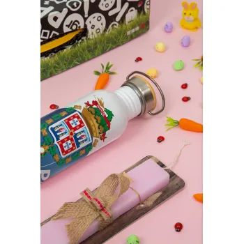 FCP, Πασχαλινή Λαμπάδα με παγούρι μεταλλικό (620ml, stainless steel) & κερί αρωματικό πλακέ (30cm) (ΡΟΖ)