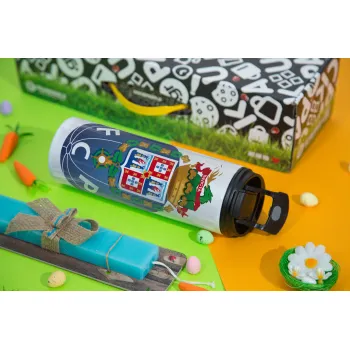 FCP, Easter candle,Travel Tumbler 2 Lids, with metal straw & cleaning brush & aromatic flat candle (30cm) (BLUE)