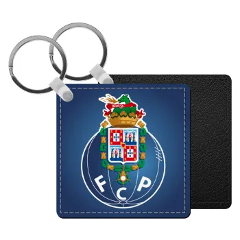 FCP, Μπρελόκ Δερματίνη, τετράγωνο ΜΑΥΡΟ (5x5cm)