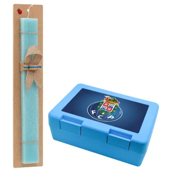 FCP, Easter Set, children's snack container BLUE & Easter aromatic flat candle (30cm) (TURQUOISE)