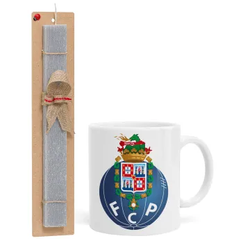 FCP, Πασχαλινή Λαμπάδα με Κούπα κεραμική (330ml) & κερί αρωματικό πλακέ (30cm) (ΓΚΡΙ)