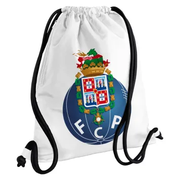 FCP, Τσάντα πλάτης πουγκί GYMBAG λευκή, με τσέπη (40x48cm) & χονδρά κορδόνια
