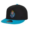 Καπέλο παιδικό Flat Snapback, Μαύρο/Μπλε (100% ΒΑΜΒΑΚΕΡΟ, ΠΑΙΔΙΚΟ, UNISEX, ONE SIZE)