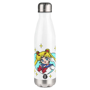 Sailor Moon star, Μεταλλικό παγούρι θερμός Λευκό (Stainless steel), διπλού τοιχώματος, 500ml
