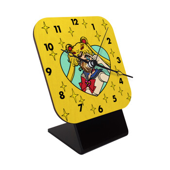 Sailor Moon star, Quartz Table clock in natural wood (10cm)