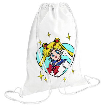 Sailor Moon star, Τσάντα πλάτης πουγκί GYMBAG λευκή (28x40cm)