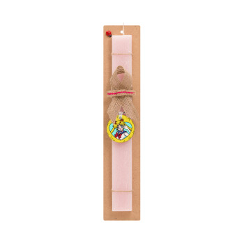 Sailor Moon star, Πασχαλινό Σετ, ξύλινο μπρελόκ & πασχαλινή λαμπάδα αρωματική πλακέ (30cm) (ΡΟΖ)