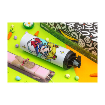 Sailor Moon star, Πασχαλινή Λαμπάδα με Travel Tumbler θερμό με διπλό καπάκι (600ml, BPA free) & κερί αρωματικό πλακέ (30cm) (ΡΟΖ)