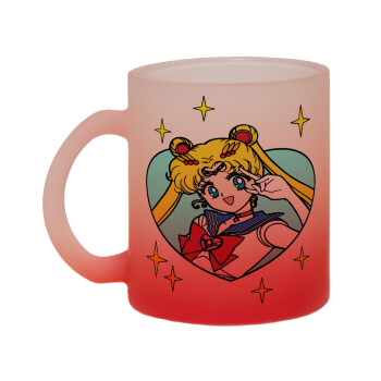 Sailor Moon star, Κούπα γυάλινη δίχρωμη με βάση το κόκκινο ματ, 330ml