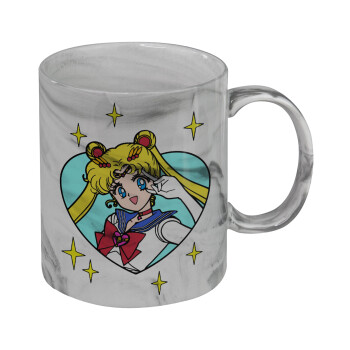 Sailor Moon star, Κούπα κεραμική, marble style (μάρμαρο), 330ml