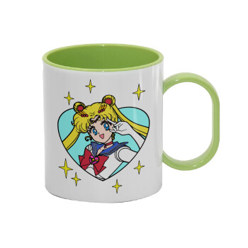 Sailor Moon star, Κούπα (πλαστική) (BPA-FREE) Polymer Πράσινη για παιδιά, 330ml