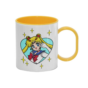 Sailor Moon star, Κούπα (πλαστική) (BPA-FREE) Polymer Κίτρινη για παιδιά, 330ml