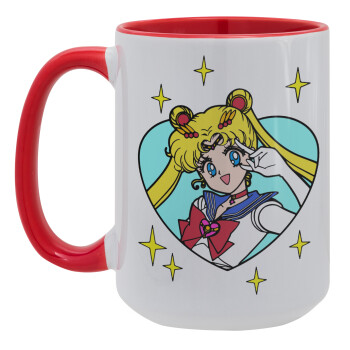 Sailor Moon star, Κούπα Mega 15oz, κεραμική Κόκκινη, 450ml