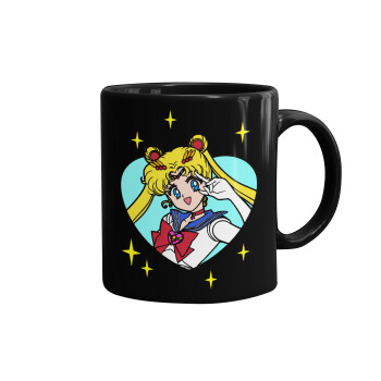 Sailor Moon star, Mug black, ceramic, 330ml