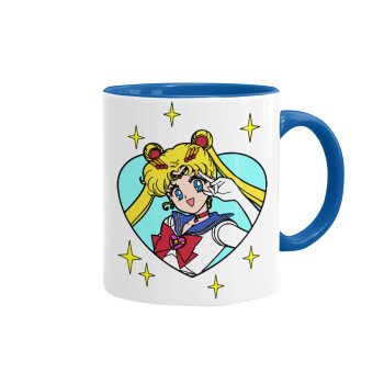 Sailor Moon star, Κούπα χρωματιστή μπλε, κεραμική, 330ml