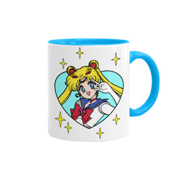 Sailor Moon star, Κούπα χρωματιστή γαλάζια, κεραμική, 330ml