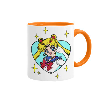 Sailor Moon star, Mug colored orange, ceramic, 330ml