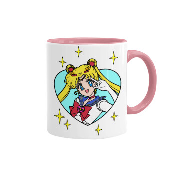 Sailor Moon star, Κούπα χρωματιστή ροζ, κεραμική, 330ml