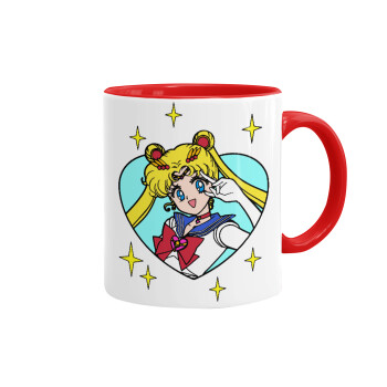 Sailor Moon star, Κούπα χρωματιστή κόκκινη, κεραμική, 330ml