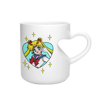 Sailor Moon star, Κούπα καρδιά λευκή, κεραμική, 330ml