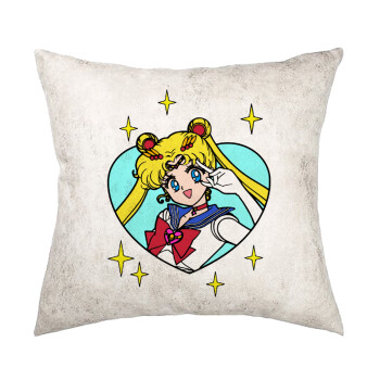 Sailor Moon star, Μαξιλάρι καναπέ Δερματίνη Γκρι 40x40cm με γέμισμα