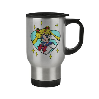 Sailor Moon star, Stainless steel travel mug with lid, double wall 450ml