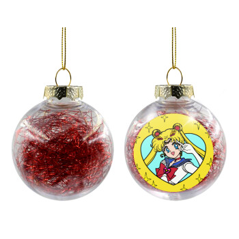 Sailor Moon star, Χριστουγεννιάτικη μπάλα δένδρου διάφανη με κόκκινο γέμισμα 8cm
