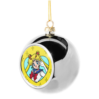 Sailor Moon star, Στολίδι Χριστουγεννιάτικη μπάλα δένδρου Ασημένια 8cm