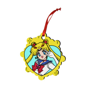 Sailor Moon star, Χριστουγεννιάτικο στολίδι snowflake ξύλινο 7.5cm