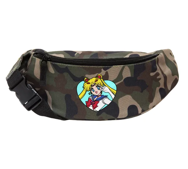 Sailor Moon star — Unisex waist bag (banana) in Jungle camouflage color with 2 pockets