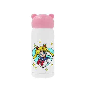 Sailor Moon star, Pink stainless steel thermal flask, 320ml